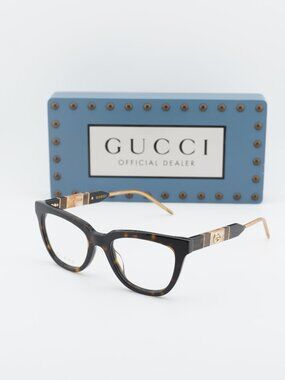 Gucci GG0601O 005 Cat Eye Eyeglasses 50mm - Havana / Gold